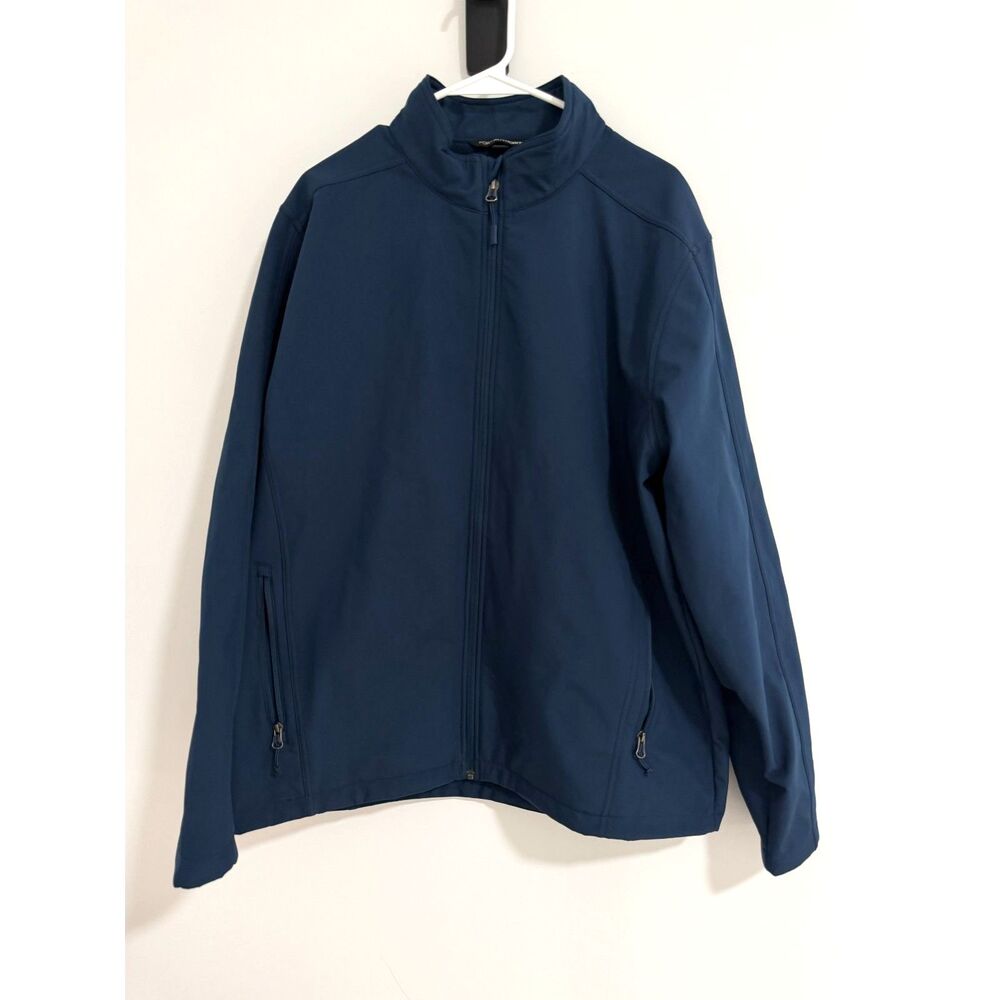 Port Authority Navy Blue Soft Shell Full Zip Fleece Lined Jacket Men's XL